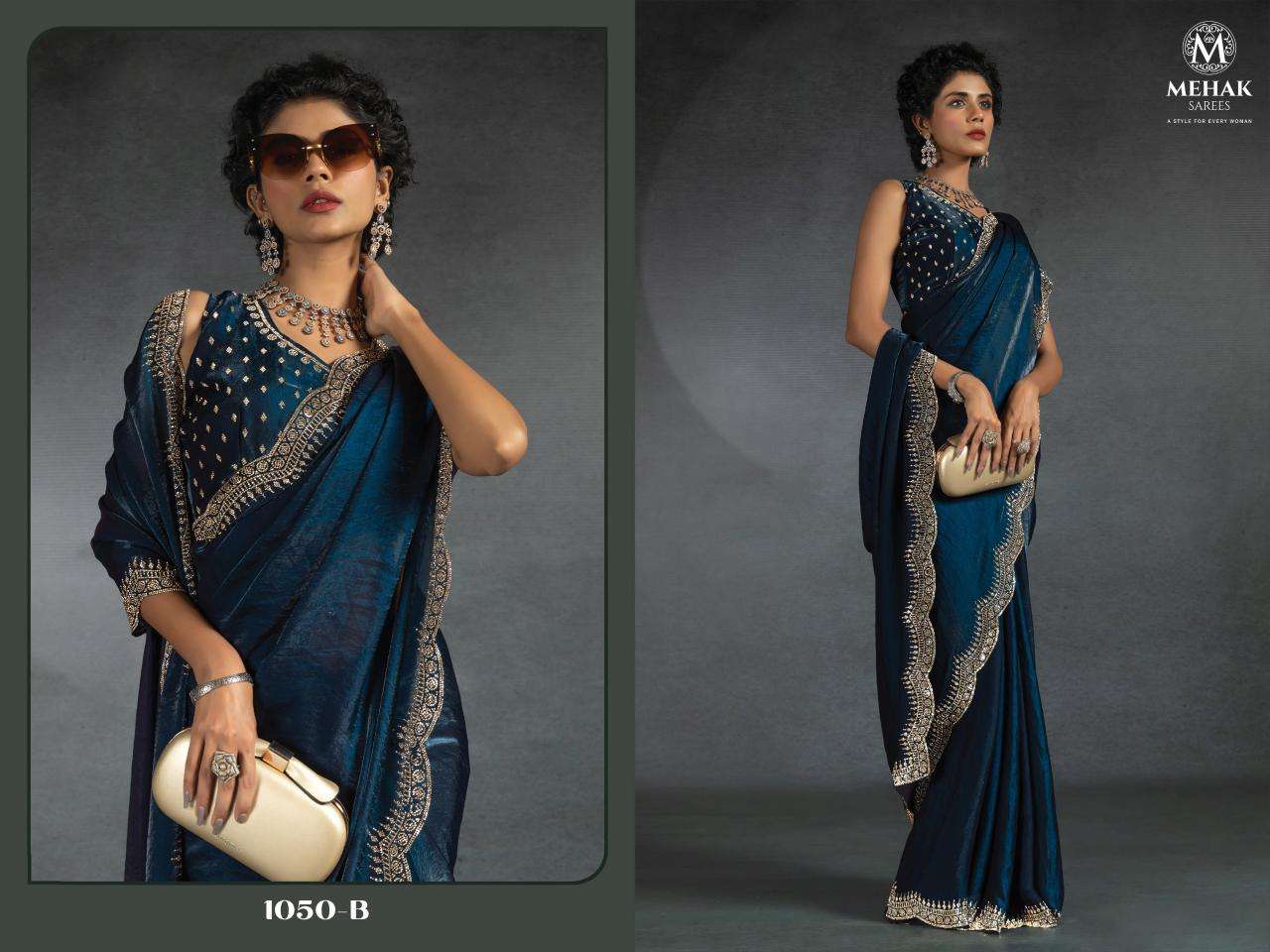 Mehak Presents Mehak 1050a -1050f Two Tone Satin Silk Traditional Sarees Catalog Wholesaler And Exporter 