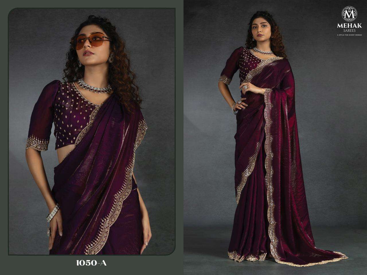Mehak Presents Mehak 1050a -1050f Two Tone Satin Silk Traditional Sarees Catalog Wholesaler And Exporter 