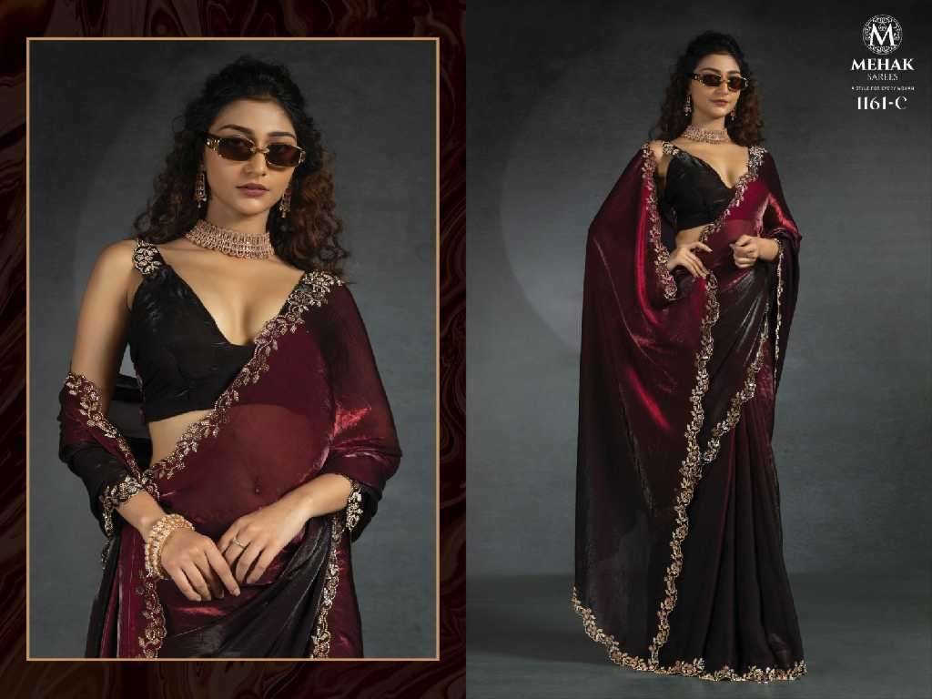 Mehak Presents Mehak 1161A To 1161E Colour Wholesale Party Wear Ethnic Sarees Catalog Wholesaler And Exporter