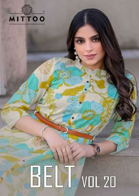 Mittoo Presents Belt Vol-20 Wholesale Rayon Print With Belt Kurtis Catalog Wholesaler And Exporter 