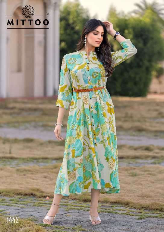 Mittoo Presents Belt Vol-20 Wholesale Rayon Print With Belt Kurtis Catalog Wholesaler And Exporter 