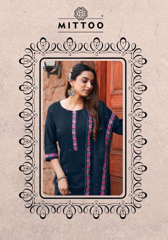 Mittoo Presents Saanj Modal Silk Fully Stitch Classic Look Kurtis Catalog Wholesaler And Exporter 