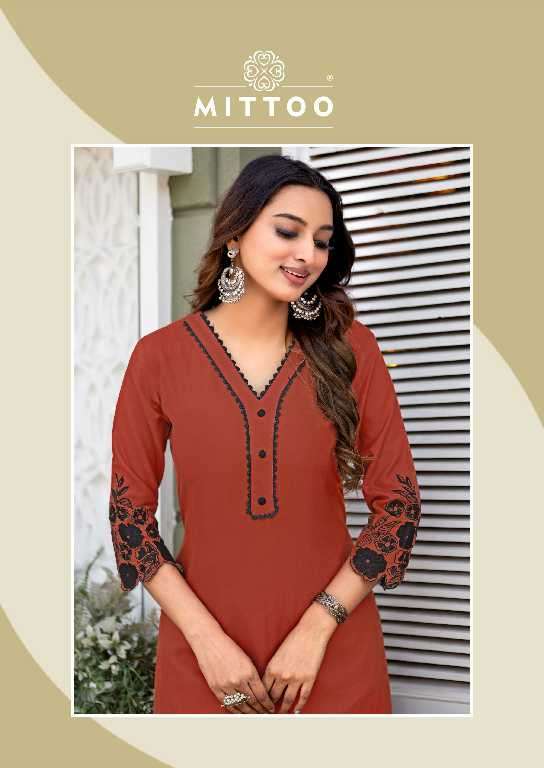 Mittoo Presents Shikha Wholesale Heavy Reyon Kurti With Pant Catalog Wholesaler And Exporter 