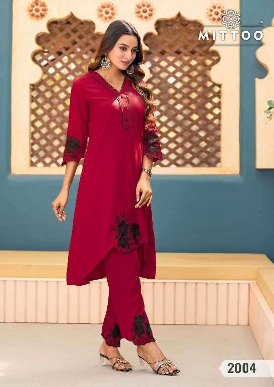 Mittoo Presents Shikha Wholesale Heavy Reyon Kurti With Pant Catalog Wholesaler And Exporter 