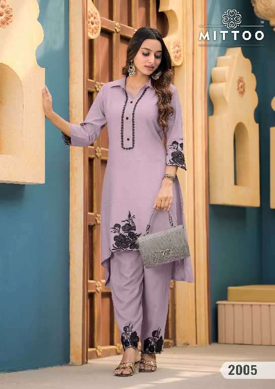 Mittoo Presents Shikha Wholesale Heavy Reyon Kurti With Pant Catalog Wholesaler And Exporter 
