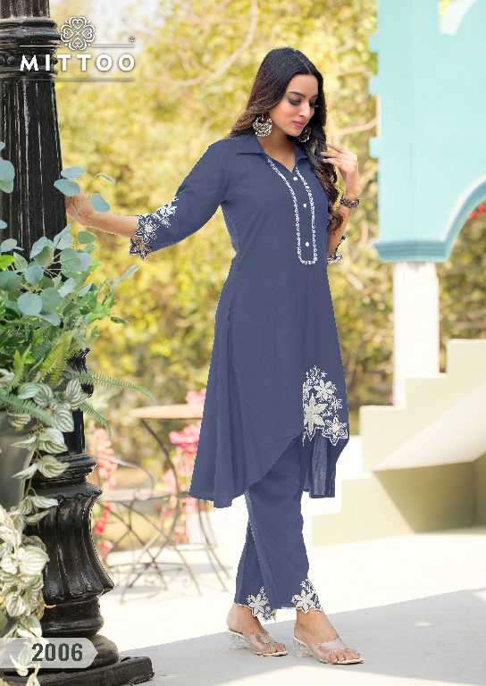 Mittoo Presents Shikha Wholesale Heavy Reyon Kurti With Pant Catalog Wholesaler And Exporter 