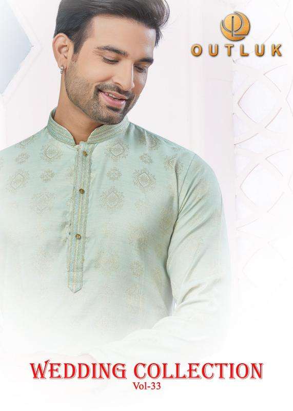 outluk presents wedding collection vol-33 readymade gorgeous look jacquard mens kurtas Catalog wholesaler and exporter 