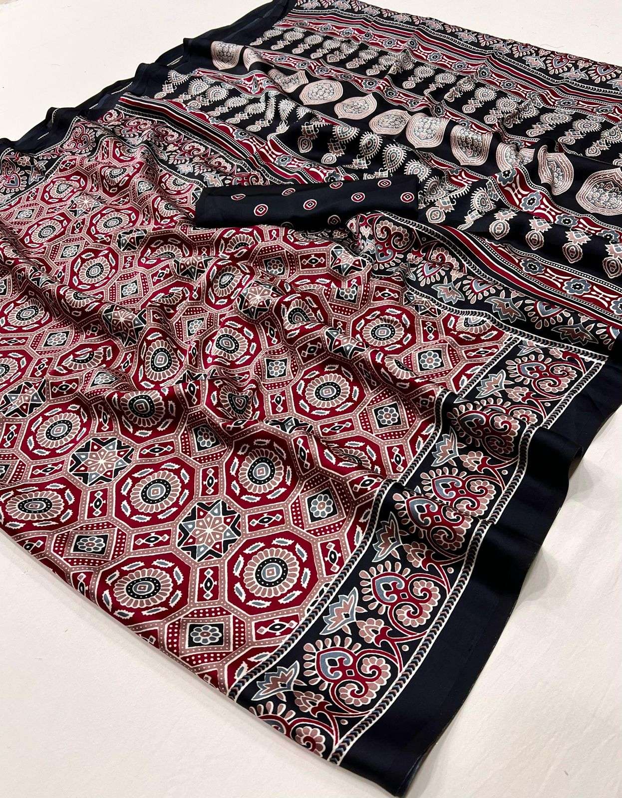 RAJTEX PRESENTS KASTOOR 413001-413009 SATIN CRAPE NEW DESIGN SAREES CATALOG WHOLESALER AND EXPORTER 