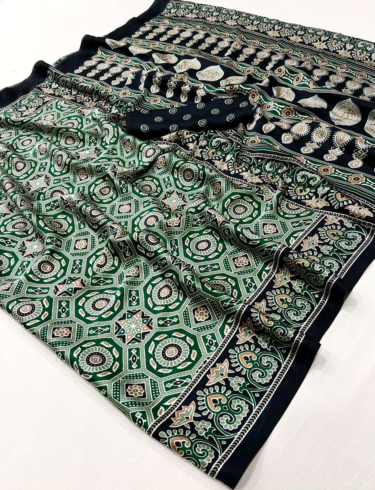 RAJTEX PRESENTS KASTOOR 413001-413009 SATIN CRAPE NEW DESIGN SAREES CATALOG WHOLESALER AND EXPORTER 