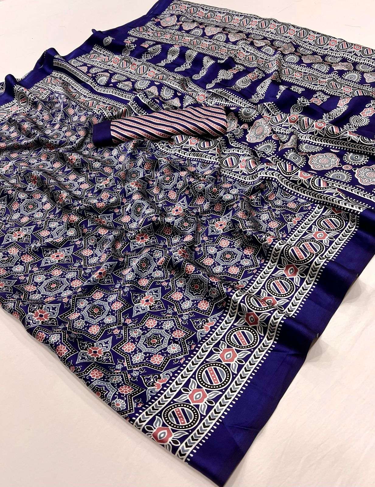 RAJTEX PRESENTS KASTOOR 413001-413009 SATIN CRAPE NEW DESIGN SAREES CATALOG WHOLESALER AND EXPORTER 