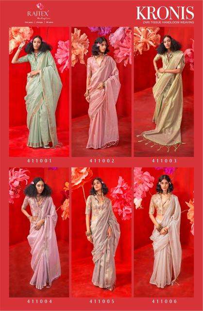 Rajtex Presents kronis Tissue Handloom Party Wear Saree Catalog Wholesaler And Exporter In Surat