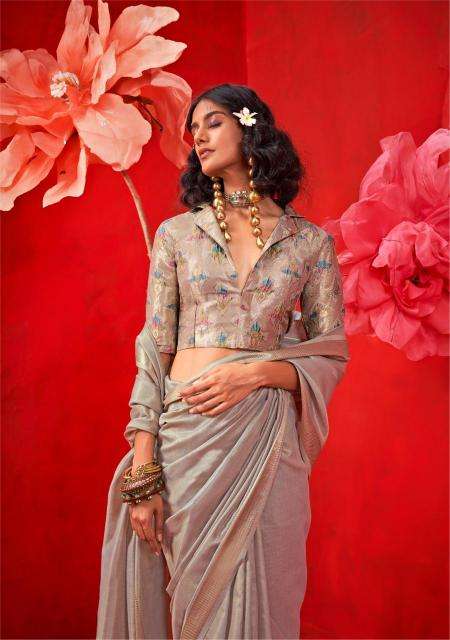 Rajtex Presents kronis Tissue Handloom Party Wear Saree Catalog Wholesaler And Exporter In Surat