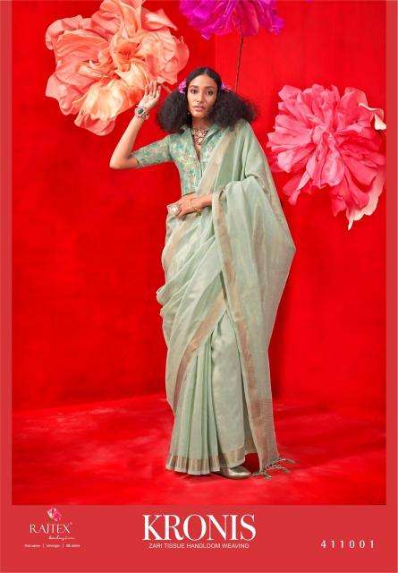 Rajtex Presents kronis Tissue Handloom Party Wear Saree Catalog Wholesaler And Exporter In Surat