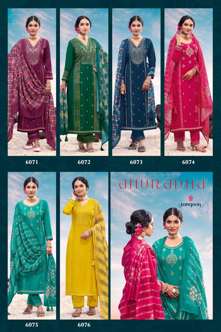 Rangoon Presents Anuradha Rayon Readymade Classic Salwar Suits Catalog Wholesaler And Exporter 