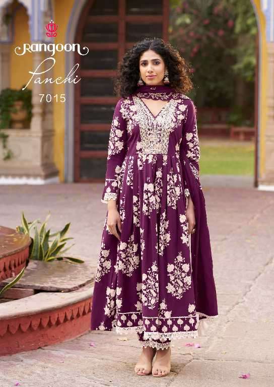 Rangoon Presents Panchi Wholesale Umbrella Cut Top With Pant And Dupatta Catalog Wholesaler And Exporter 