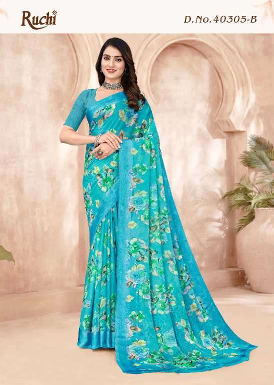 RUCHI PRESENTS CHERRY VOL-47 COMFY WEAR CHIFFON SAREES CATALOG WHOLESALER AND EXPORTER 
