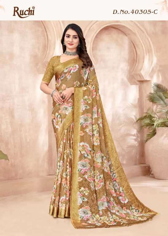 RUCHI PRESENTS CHERRY VOL-47 COMFY WEAR CHIFFON SAREES CATALOG WHOLESALER AND EXPORTER 