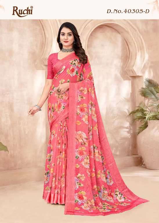 RUCHI PRESENTS CHERRY VOL-47 COMFY WEAR CHIFFON SAREES CATALOG WHOLESALER AND EXPORTER 