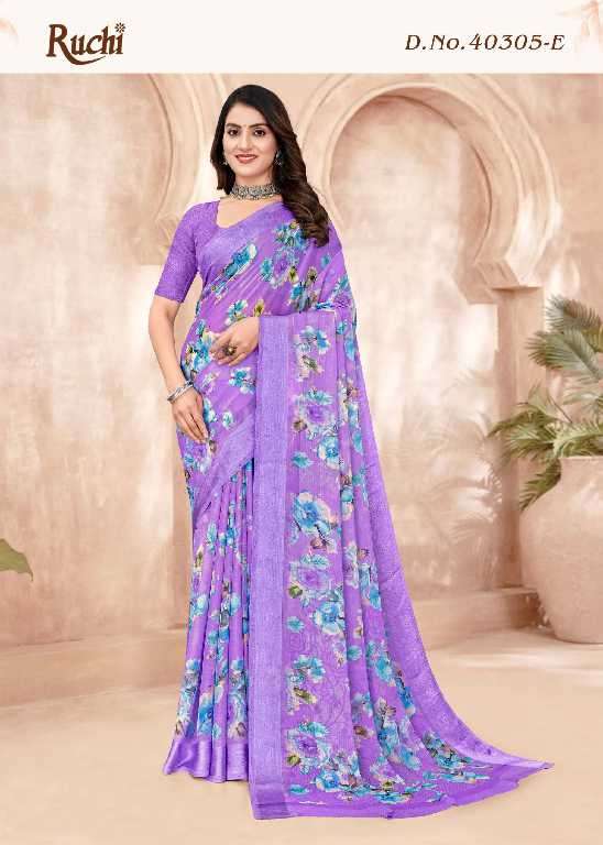 RUCHI PRESENTS CHERRY VOL-47 COMFY WEAR CHIFFON SAREES CATALOG WHOLESALER AND EXPORTER 