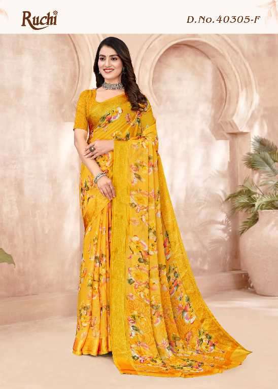 RUCHI PRESENTS CHERRY VOL-47 COMFY WEAR CHIFFON SAREES CATALOG WHOLESALER AND EXPORTER 