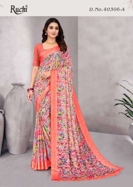 RUCHI PRESENTS CHERRY VOL-48 COMFY WEAR CHIFFON SAREES CATALOG WHOLESALER AND EXPORTER 