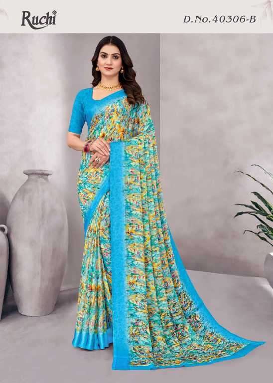 RUCHI PRESENTS CHERRY VOL-48 COMFY WEAR CHIFFON SAREES CATALOG WHOLESALER AND EXPORTER 