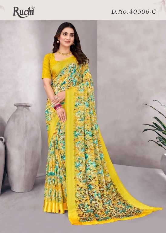 RUCHI PRESENTS CHERRY VOL-48 COMFY WEAR CHIFFON SAREES CATALOG WHOLESALER AND EXPORTER 