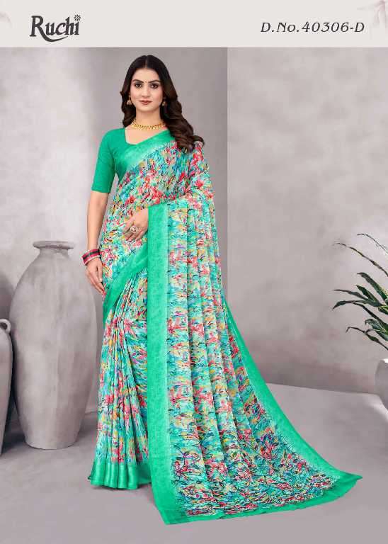 RUCHI PRESENTS CHERRY VOL-48 COMFY WEAR CHIFFON SAREES CATALOG WHOLESALER AND EXPORTER 