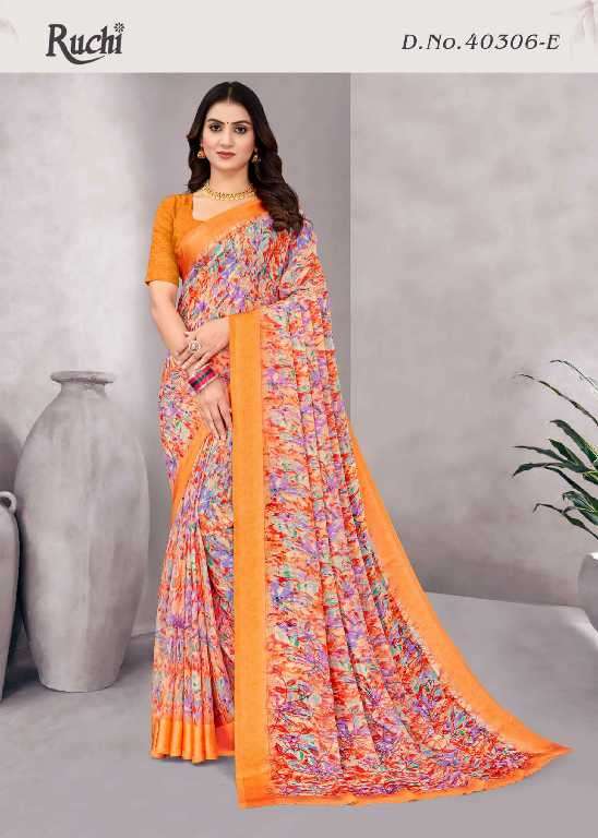 RUCHI PRESENTS CHERRY VOL-48 COMFY WEAR CHIFFON SAREES CATALOG WHOLESALER AND EXPORTER 