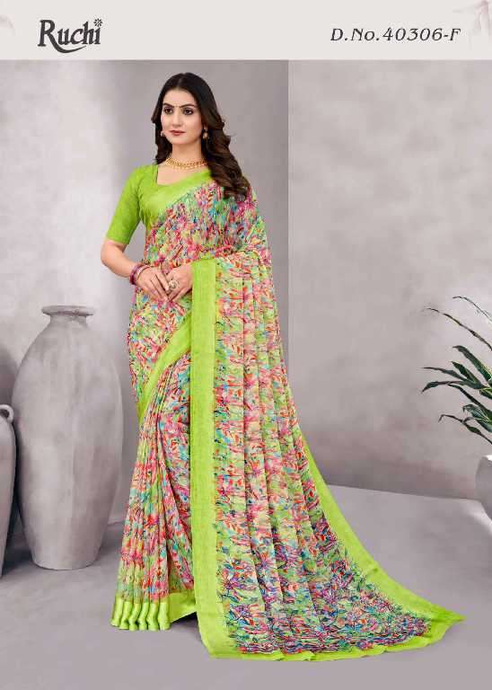 RUCHI PRESENTS CHERRY VOL-48 COMFY WEAR CHIFFON SAREES CATALOG WHOLESALER AND EXPORTER 