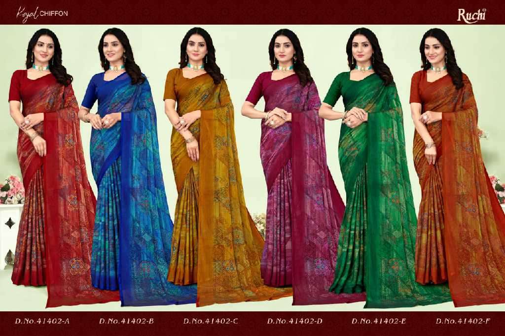 Ruchi Presents Kajal Chiffon Vol-1 Wholesale Black Magic Chiffon Sarees Catalog Wholesaler And Exporter 