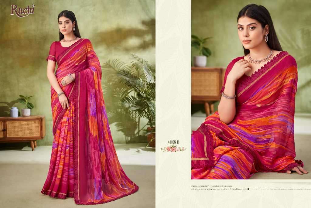 Ruchi Presents Savera Vol-11 Wholesale Chiffon Sarees Catalog Wholesaler And Exporter