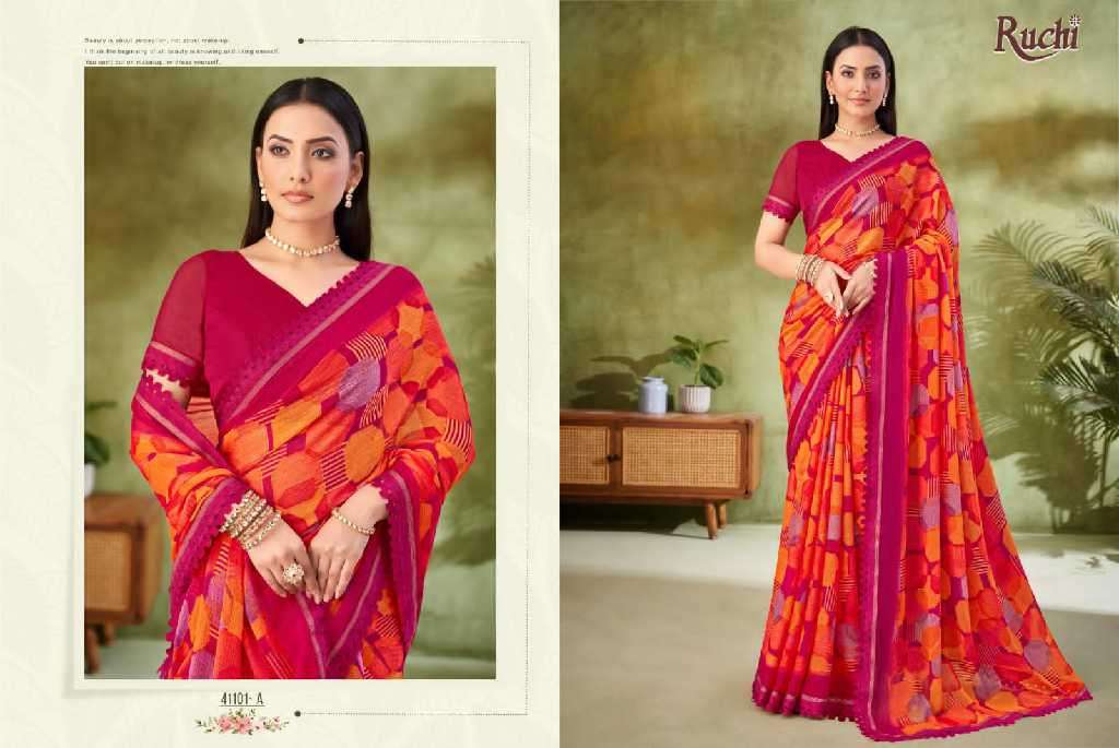 Ruchi Presents Savera Vol-11 Wholesale Chiffon Sarees Catalog Wholesaler And Exporter