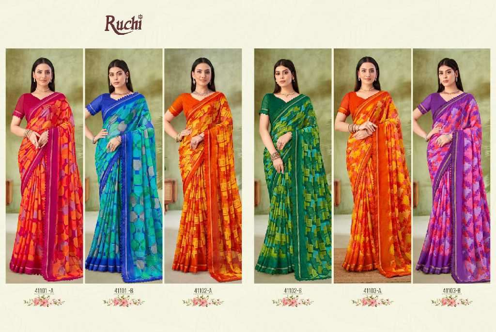 Ruchi Presents Savera Vol-11 Wholesale Chiffon Sarees Catalog Wholesaler And Exporter