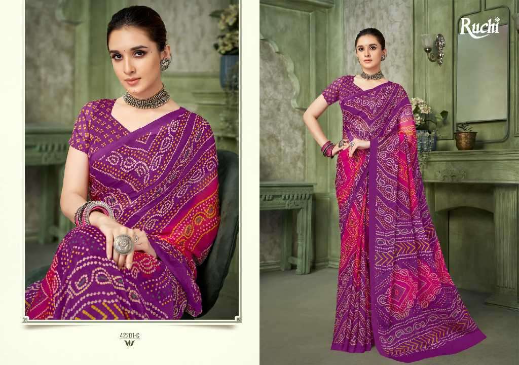 Ruchi Presents Star Chiffon Vol-193 Wholesale Chiffon Fabrics Printed Ethnic Sarees Catalog Wholesaler And Exporter 