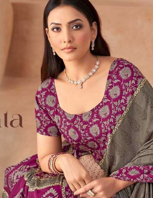 RUCHI PRESENTS VIVANTA SILK VOL-43 SILK CREPE PRINTED SARIS AT BEST RATE CATALOG WHOLESALER AND EXPORTER 