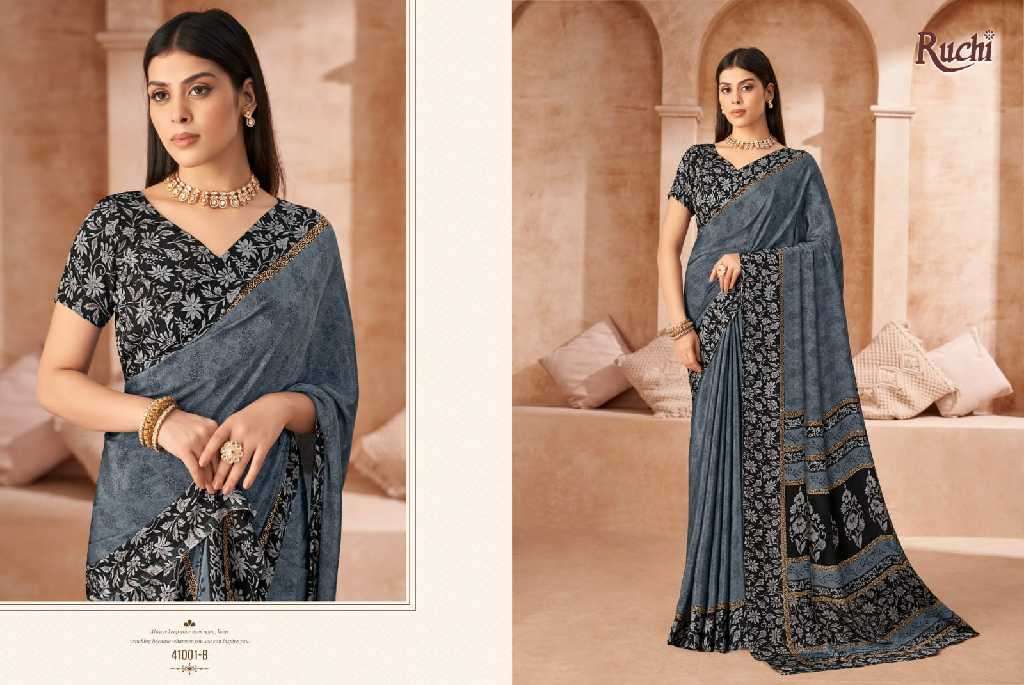 RUCHI PRESENTS VIVANTA SILK VOL-43 SILK CREPE PRINTED SARIS AT BEST RATE CATALOG WHOLESALER AND EXPORTER 