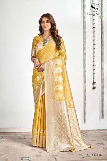 Sarha Presents Sannidhi Attractive Look Tissue With Zari Weaving Saree Catalog Wholesaler And Exporter 
