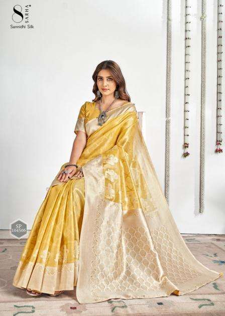 Sarha Presents Sannidhi Attractive Look Tissue With Zari Weaving Saree Catalog Wholesaler And Exporter 