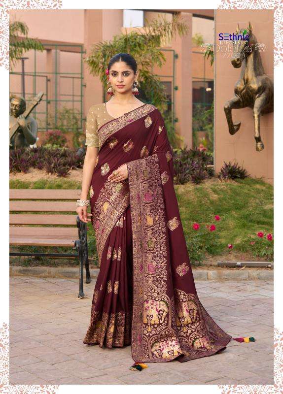 Sethnic Lifestyle Dolenza Vol-2 Dola Silk Womens Indian Sarees Catalog Wholesaler And Exporter In Surat