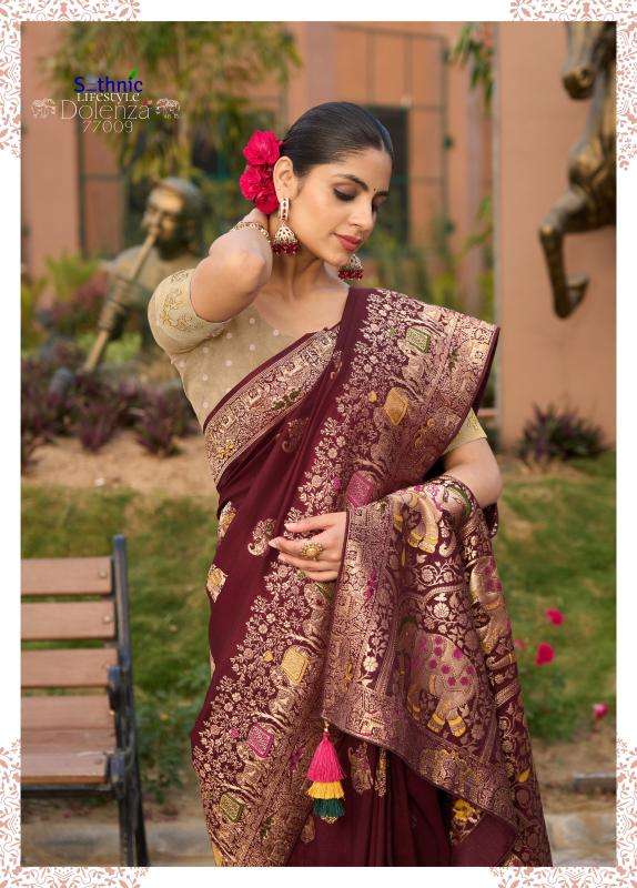 Sethnic Lifestyle Dolenza Vol-2 Dola Silk Womens Indian Sarees Catalog Wholesaler And Exporter In Surat