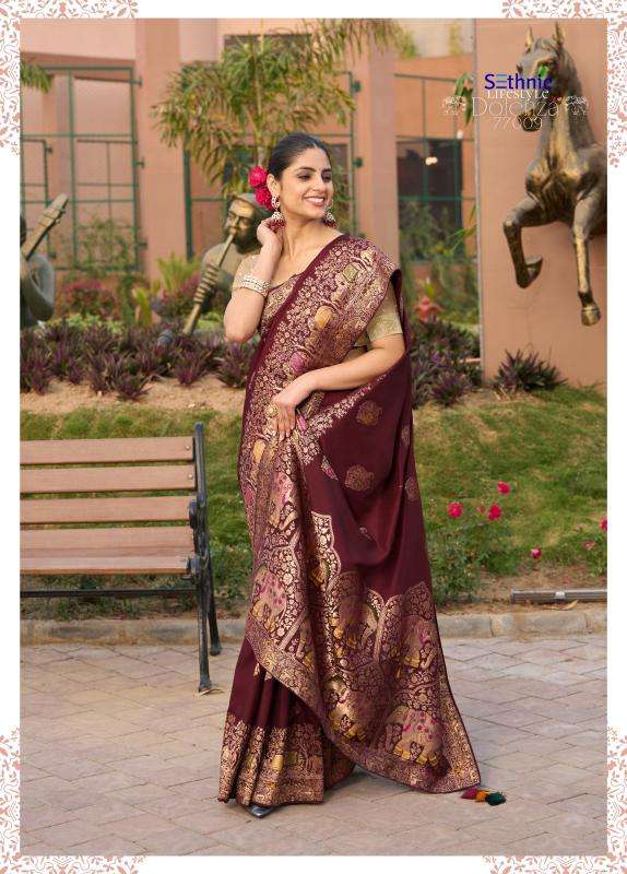 Sethnic Lifestyle Dolenza Vol-2 Dola Silk Womens Indian Sarees Catalog Wholesaler And Exporter In Surat