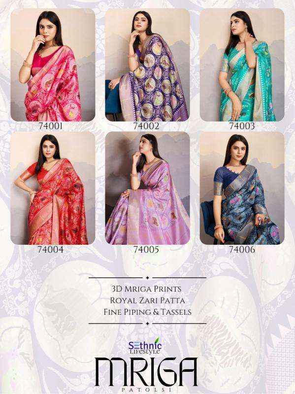 Sethnic Lifestyle Presents Mriga Patolsi Dola Satin Trendy Sarees Catalog Wholesaler And Exporter 