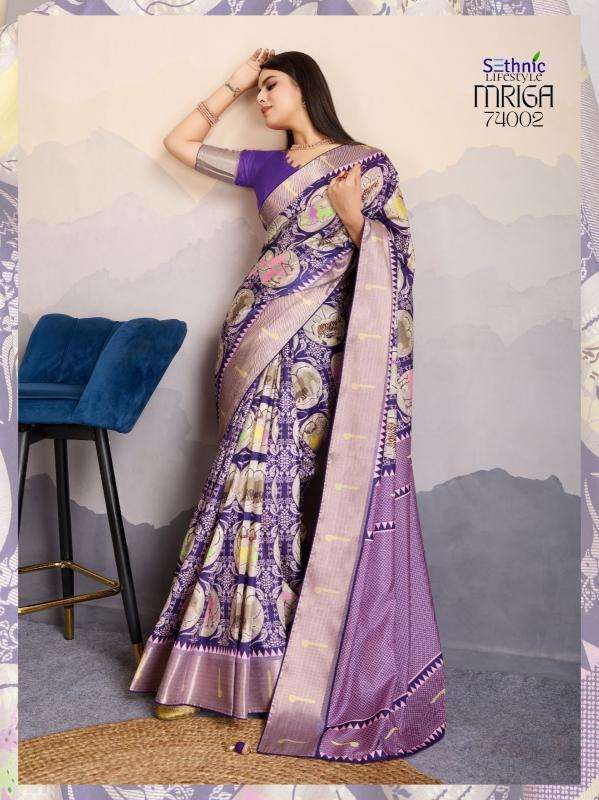 Sethnic Lifestyle Presents Mriga Patolsi Dola Satin Trendy Sarees Catalog Wholesaler And Exporter 