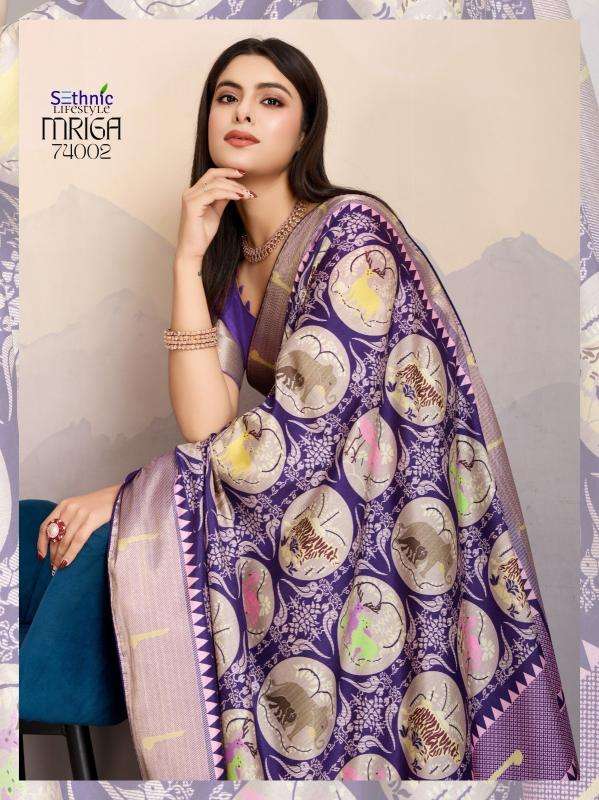 Sethnic Lifestyle Presents Mriga Patolsi Dola Satin Trendy Sarees Catalog Wholesaler And Exporter 