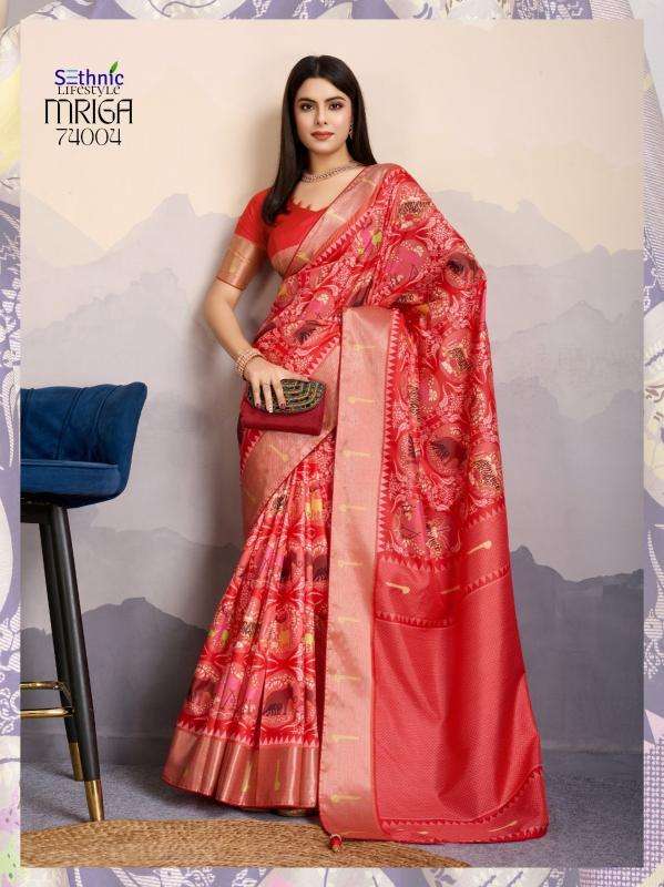 Sethnic Lifestyle Presents Mriga Patolsi Dola Satin Trendy Sarees Catalog Wholesaler And Exporter 