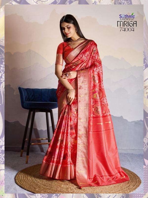 Sethnic Lifestyle Presents Mriga Patolsi Dola Satin Trendy Sarees Catalog Wholesaler And Exporter 