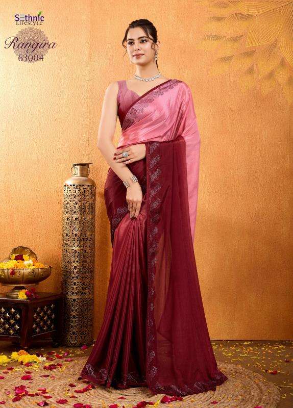 sethnic lifestyle presents rangira chinon stylish look saree catalog wholesaler and exporter in surat