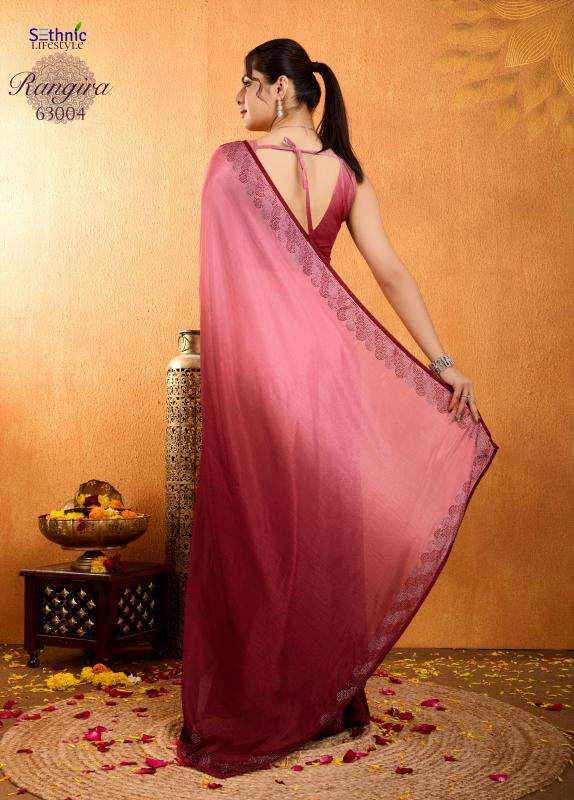sethnic lifestyle presents rangira chinon stylish look saree catalog wholesaler and exporter in surat