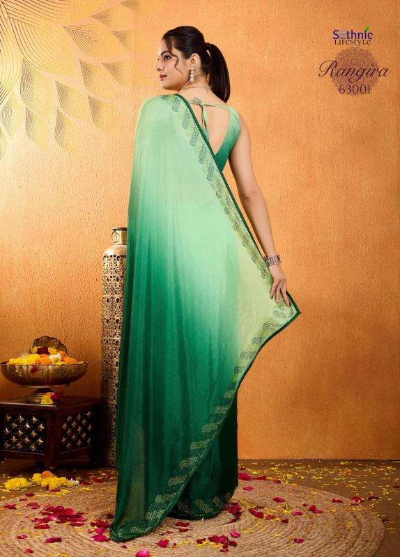 sethnic lifestyle presents rangira chinon stylish look saree catalog wholesaler and exporter in surat